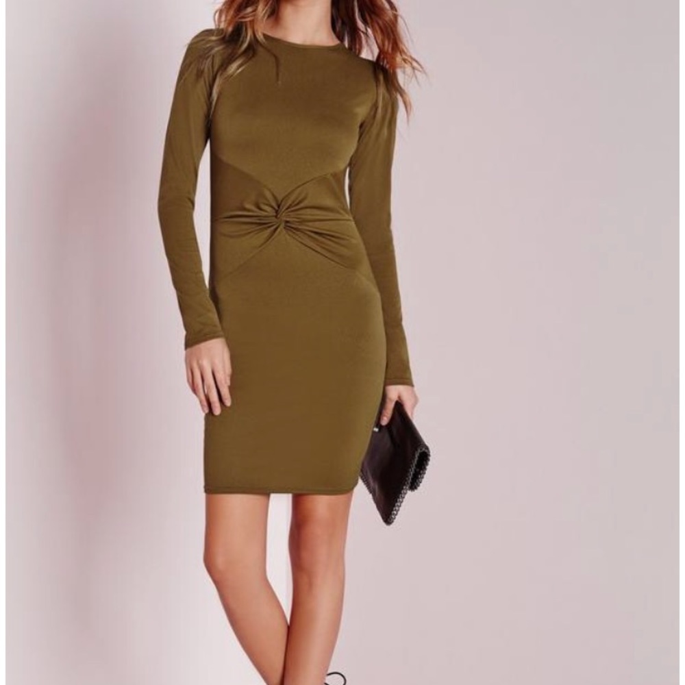 Long sleeve twist front dress